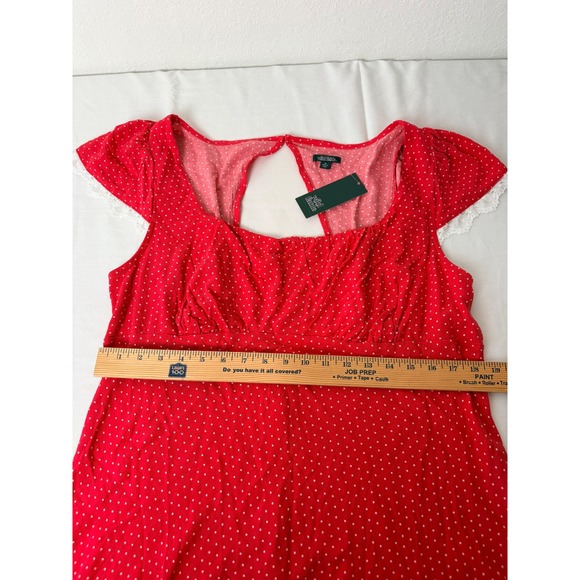 Wild Fable Red White Polka Dot Square Neck Open Back Midi Dress Cap Sleeve XL - Picture 8 of 16